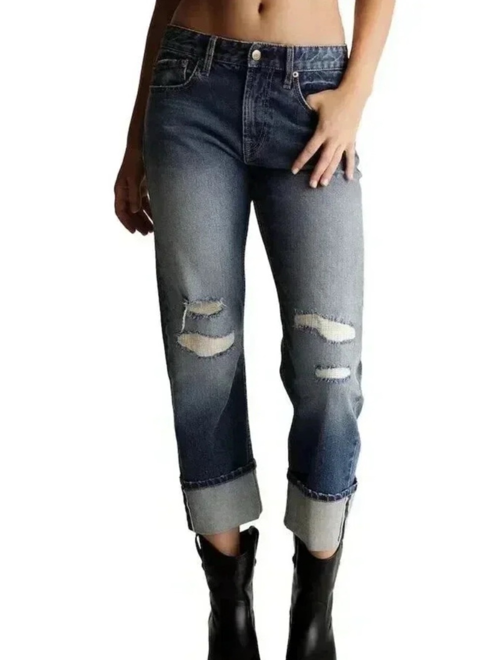 Frye Women's Distressed Cuffed Relaxed Fit Jeans Sz 27